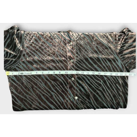 Vintage Panhandle Slim Womens M Brown Burnout Velvet Blouse Buttons Western Boho - Picture 3 of 7